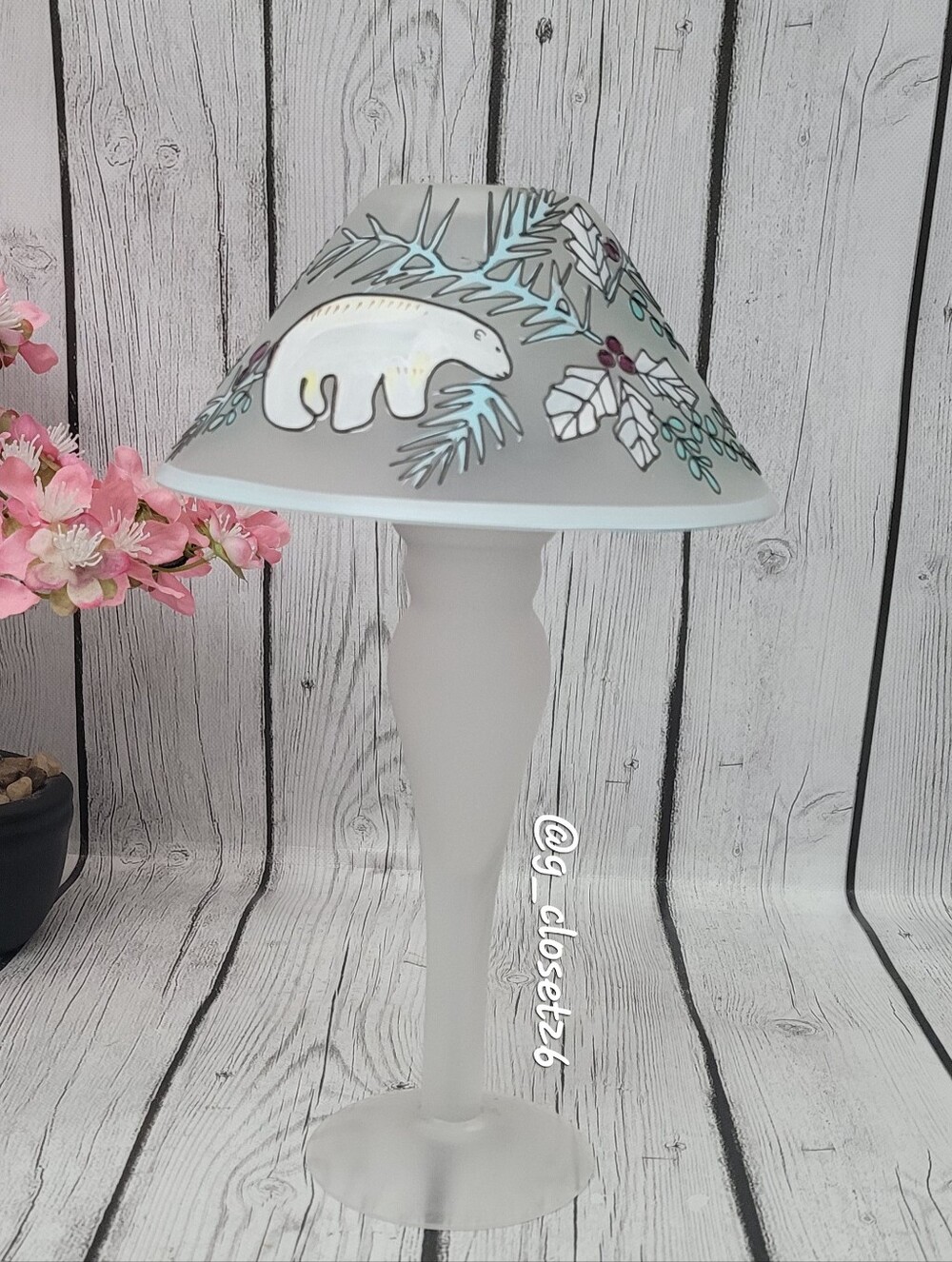 Pfaltzgraff Winter Frost Glass Buffet Lamp